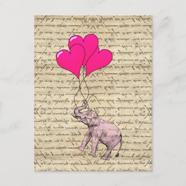 Carte Postale Ballons d'éléphant rose (Devant)