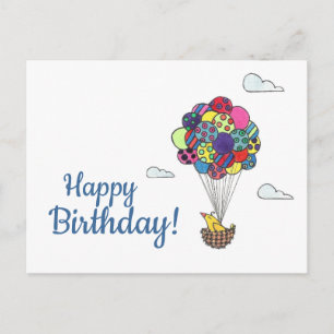 Carte Postale Ballons d'oiseaux Joyeux anniversaire