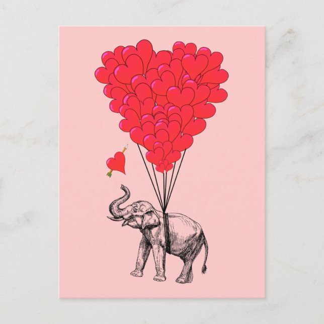 Carte Postale Ballons éléphants et rouges (Devant)