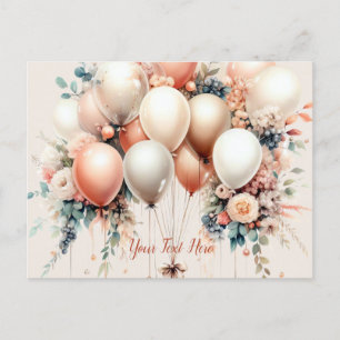 Carte Postale Ballons floraux de Pêche blanche colorée Élégant
