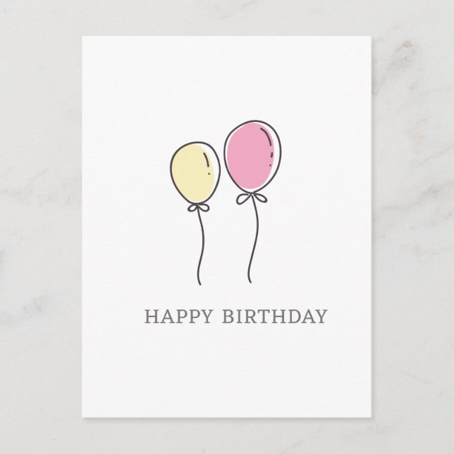 Carte Postale Ballons minimalistes simples heureux voeux d'anniv (Devant)