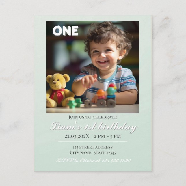 Carte Postale Ballons Ours En Jouet Enfants Photo Anniversaire (Devant)