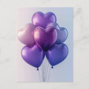 Carte Postale Ballons roses et violets La Saint Valentin
