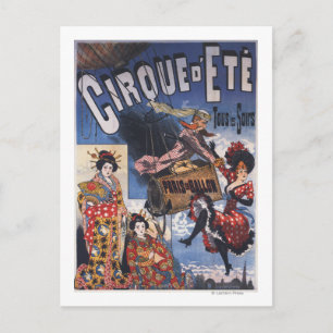 Carte Postale Balloon à air chaud et affiche japonaise pour dame