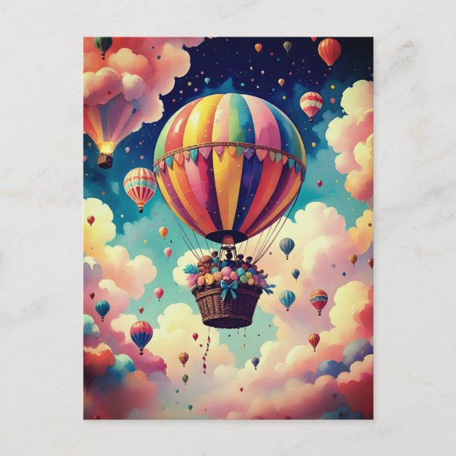 Carte Postale Balloon à air chaud qui s'envole à travers Cotton  (Devant)