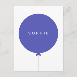 Carte Postale Balloon moderne   Nom Blue Scandinavian Kids Cute