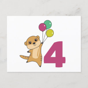 Carte Postale Balloons pour le quatrième anniversaire de Suricat
