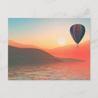 Carte Postale Ballotte à air chaud avec coucher de soleil