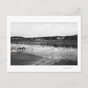 Carte Postale Balnéaire, Oregon Baignade Heure Plage Scène