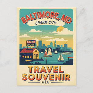 Carte Postale Baltimore Maryland Charm City Rétro