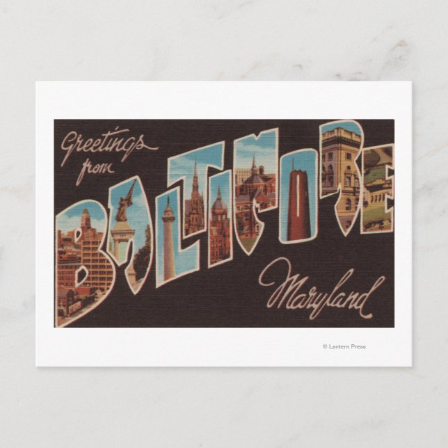 Carte Postale Baltimore, Maryland - Scènes de grandes lettres 3 (Devant)