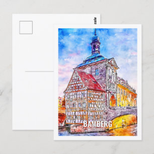 Carte Postale Bamberg Allemagne Travel Place Aquarelle