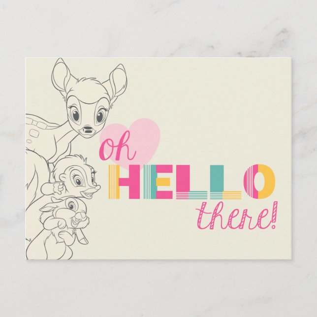 Carte Postale Bambi & Amis - Oh, Bonjour (Devant)