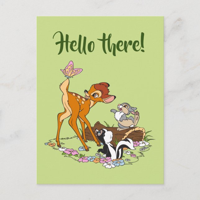 Carte Postale Bambi Avec Papillon Sur La Queue (Devant)