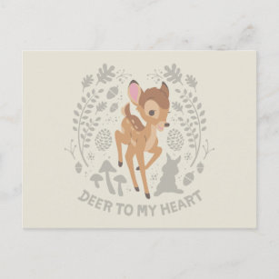 Carte Postale Bambi "Deer To My Heart" - Graphique forestier