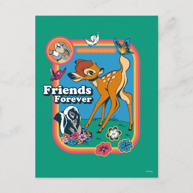 Carte Postale Bambi et ses amis | Amis pour toujours (Devant)