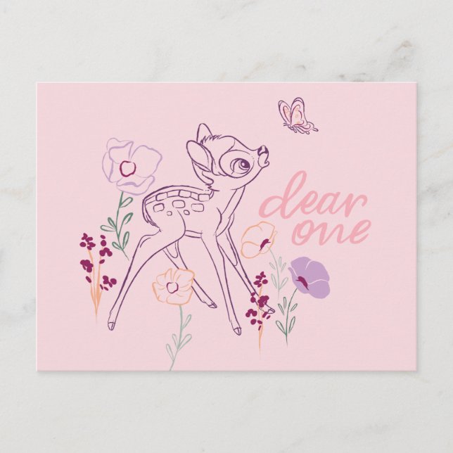 Carte Postale Bambi & Papillon - Cher (Devant)