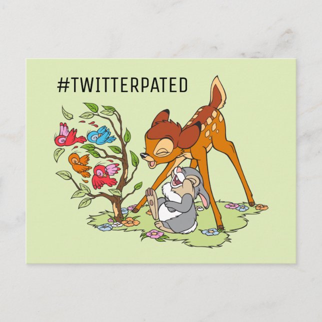 Carte Postale Bambi & Thumper Rire Des Oiseaux (Devant)