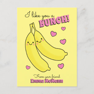 Carte Postale Banana Cute Kids Saint Valentin Kawaii