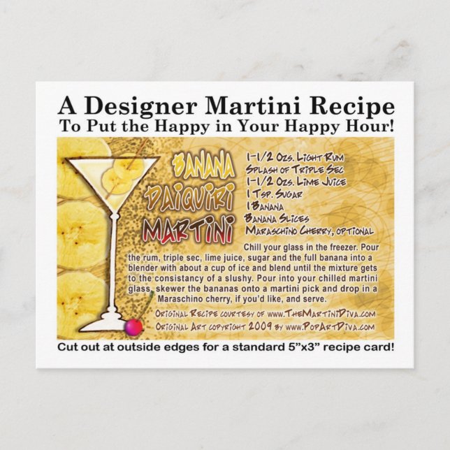 Carte postale Banana Daiquiri Martini Recette (Devant)