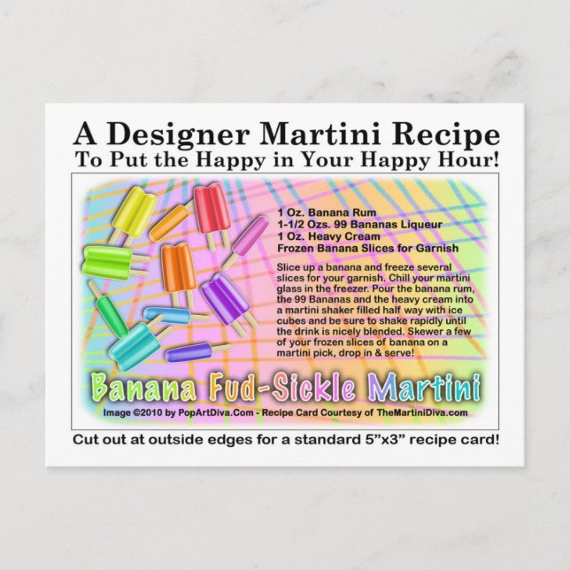 Carte postale Banana Fud-Sickle Martini Recette (Devant)
