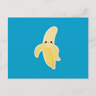 Carte Postale Banane de Kawaii en bleu