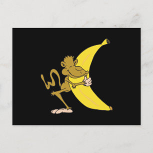 Carte Postale banane de singe embrassant