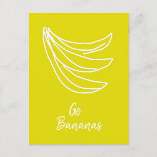 Carte Postale Banane heureuse jaune funky