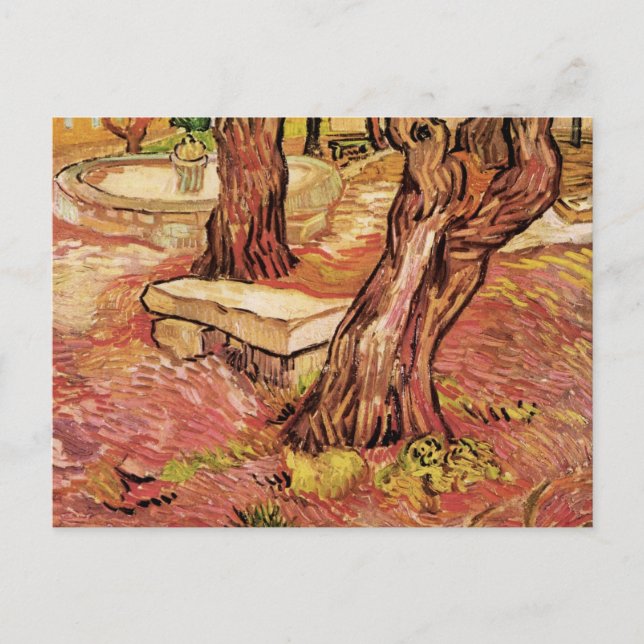 Carte Postale Banc de pierre Van Gogh en Jardin, Hôpital St Paul (Devant)