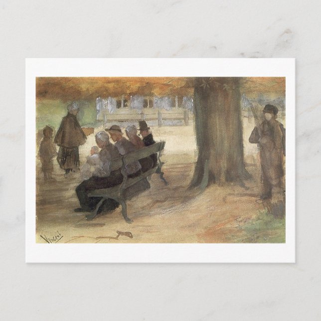 Carte Postale Banc, Quatre Personnes & Bébé, Van Gogh Fine Art (Devant)