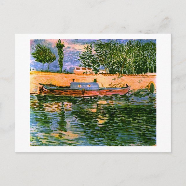 Carte Postale Bancs de la Seine avec Bateaux Van Gogh Beaux-Arts (Devant)