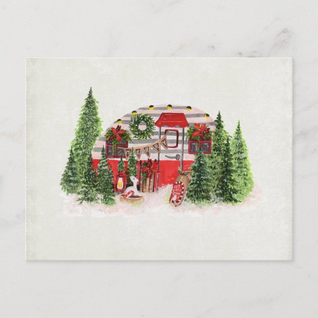 Carte Postale Bande-annonce de Noël Campériste Thème Rustique (Devant)