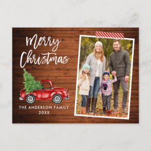 Carte Postale Bande d'artisanat Script Bois Camion Noël