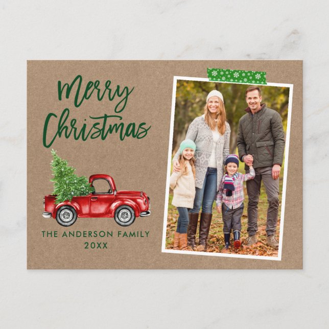 Carte Postale Bande d'artisanat Script Camion Kraft Noël (Devant)