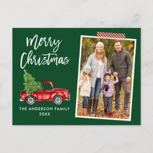 Carte Postale Bande d'artisanat Script Camion Noël Vert