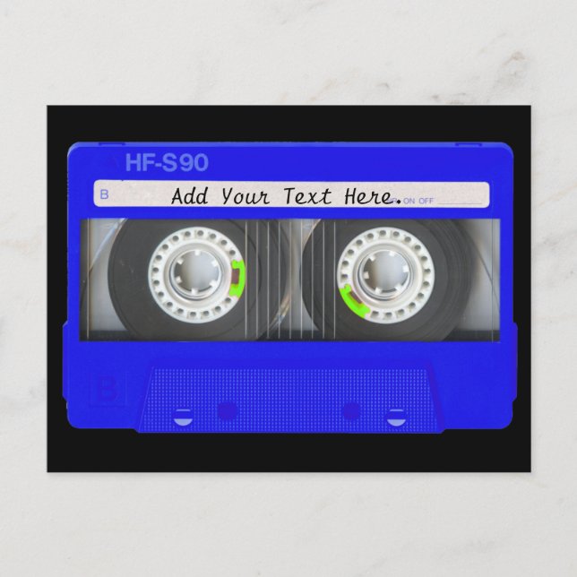 Carte Postale Bande de cassette en néon bleu (Devant)