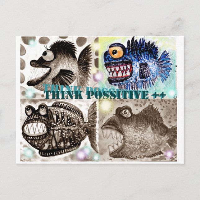 Carte Postale Bande de poissons de monstre (Devant)