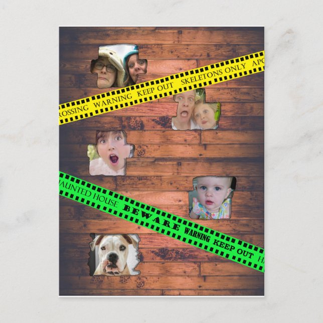 Carte Postale Bande de prudence d'Halloween piégée derrière le m (Devant)