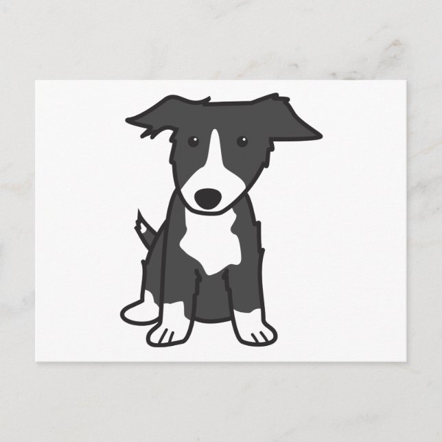 Carte Postale Bande dessinée de chien de border collie (Devant)