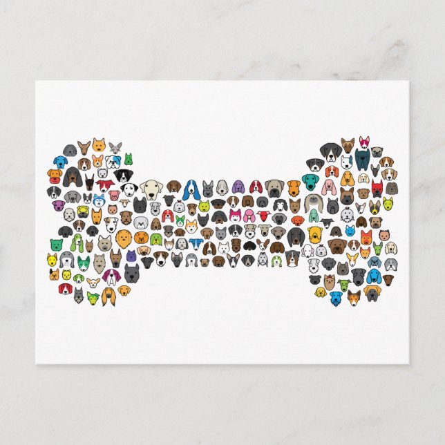 Carte Postale Bande dessinée de chien d'OS (Devant)