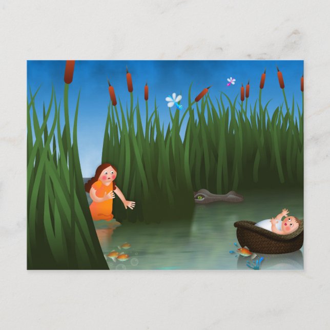 Carte Postale Bande dessinée de pâque de Moïse de bébé (Devant)