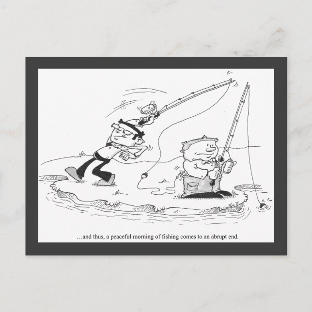 Carte postale - bande dessinée de pêche - (Devant)
