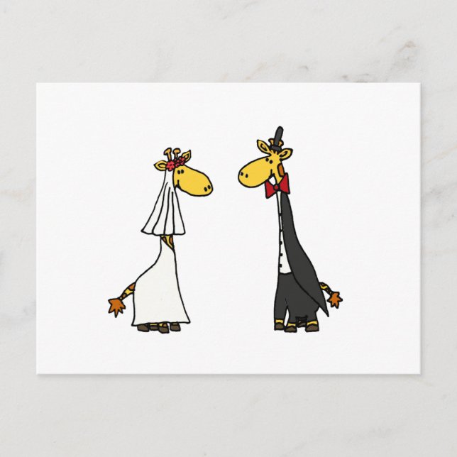 Carte Postale Bande dessinée drôle de mariage de jeunes mariés (Devant)