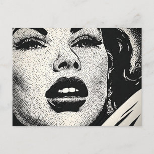 Carte Postale Bande dessinée graphique BW des années 50 style ré