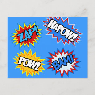 Carte Postale Bande dessinée Pow ! Flammes