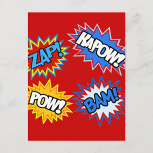 Carte Postale Bande dessinée Pow ! Flammes