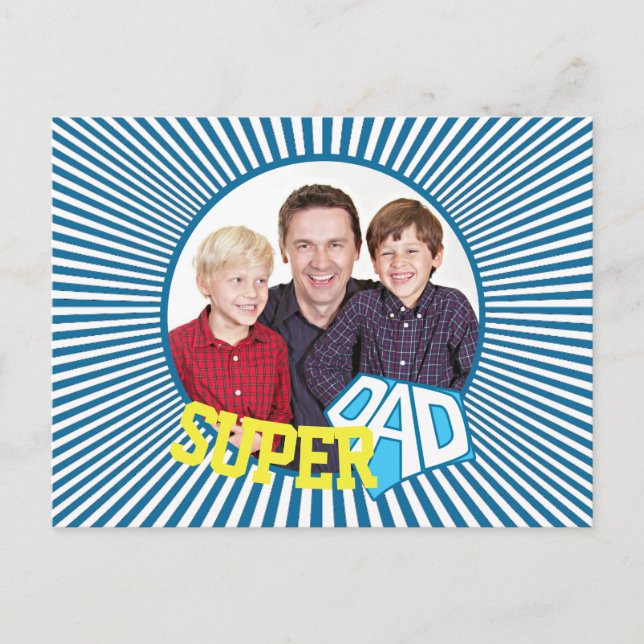 Carte Postale Bande dessinée Super Papa avec photo personnalisée (Devant)