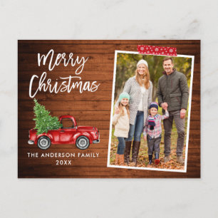 Carte Postale Bande rouge Script de bande Camion Bois Noël
