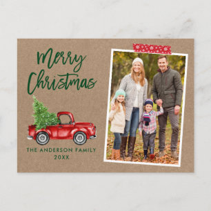 Carte Postale Bande rouge Script de bande Camion Kraft Noël