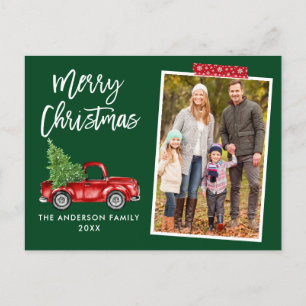 Carte Postale Bande rouge Script de bande Camion Noël